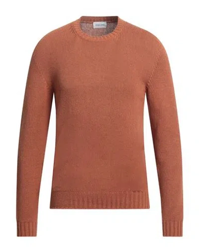 Scaglione Man Sweater Camel Size M Silk In Beige