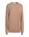 Scaglione Man Sweater Camel Size Xxl Merino Wool In Brown