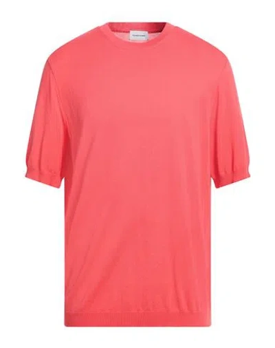 Scaglione Man Sweater Coral Size Xxl Cotton In Pink