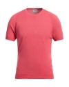 Scaglione Man Sweater Coral Size Xxl Silk In Red