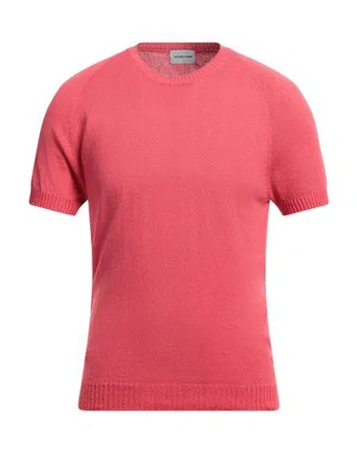 Scaglione Man Sweater Coral Size Xxl Silk In Red