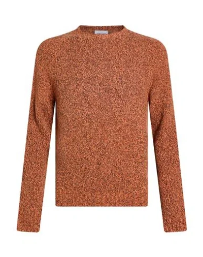 Scaglione Man Sweater Mandarin Size M Merino Wool, Cashmere In Orange