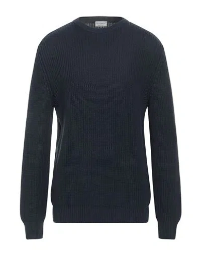 Scaglione Man Sweater Navy Size Xl Cotton In Black