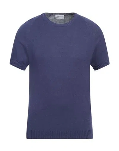 Scaglione Man Sweater Navy Size Xxl Silk In Navy