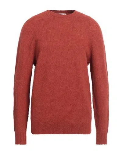 Scaglione Man Sweater Rust Size S Merino Wool, Cashmere, Polyamide In Red