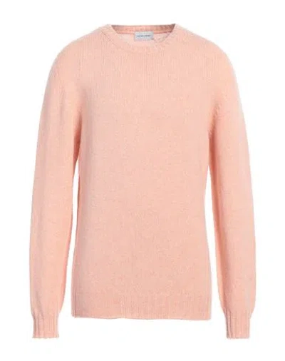 Scaglione Man Sweater Salmon Pink Size Xxl Merino Wool In Pink