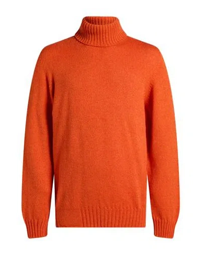 Scaglione Man Turtleneck Orange Size Xxl Merino Wool