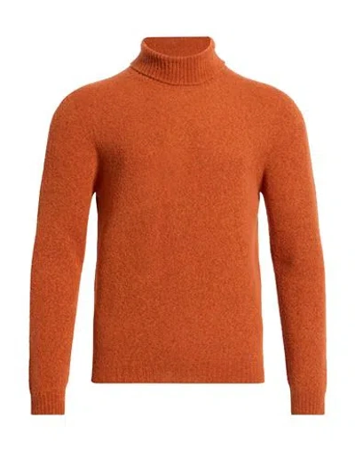 Scaglione Man Turtleneck Rust Size L Merino Wool, Polyamide In Orange