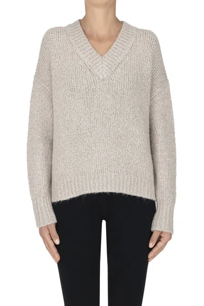 Scaglione Silk-blend Boxy Pullover In Neutral