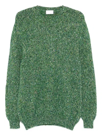 Scaglione Speckled Crew-neck Sweater In Green