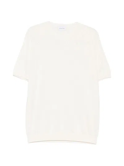 SCAGLIONE White silk and cotton t-shirt with diamond pattern SCAGLIONE