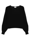 Scaglione V-neck Balloon-sleeve Sweater In Black