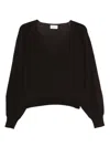 Scaglione V-neck Balloon-sleeve Sweater In Brown