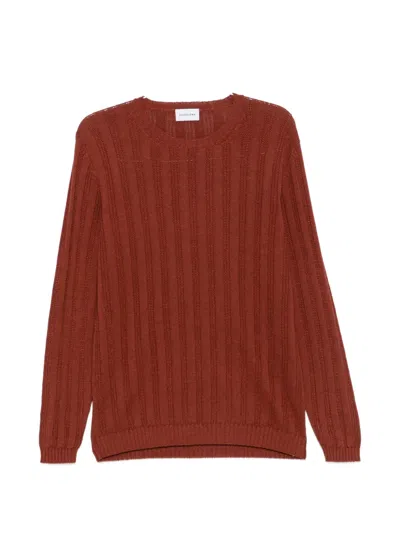 Scaglione Vertical Stripe Crewneck Sweater In Brown