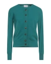 Scaglione Woman Cardigan Deep Teal Size M Merino Wool, Cashmere