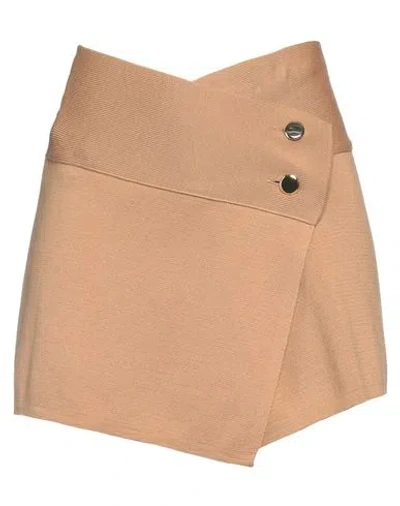 Scaglione Woman Mini Skirt Camel Size Xs Merino Wool In Beige