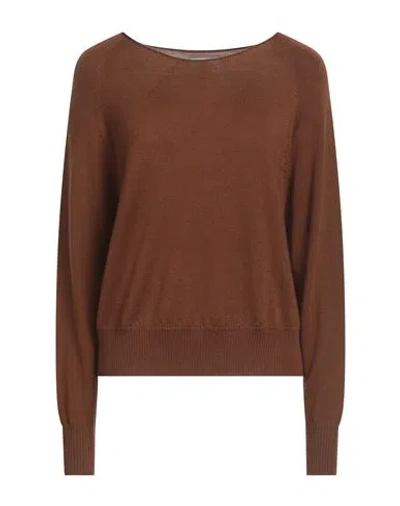 Scaglione Woman Sweater Brown Size S Merino Wool