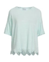 Scaglione Woman T-shirt Sky Blue Size S Linen, Lycra In Blue