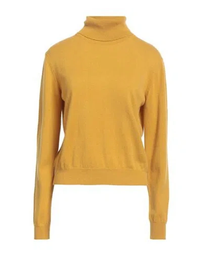 Scaglione Woman Turtleneck Marigold Size M Cashmere In Yellow