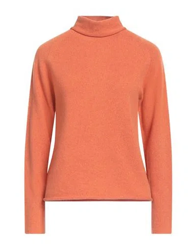 Scaglione Woman Turtleneck Orange Size L Cashmere