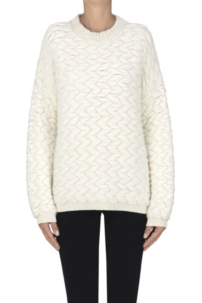 Scaglione Woven Chunky Knit Pullover In White