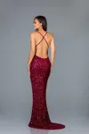 Scala 47542 Beaded Long Formal Prom Dress In Brown