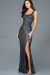 Scala 48961 Long Formal Slit Prom Dress In Black