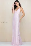 Scala 60096 Sequin Long Formal Prom Fitted Dress In Pink