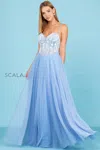 Scala 60293 Beaded Long Formal A Line Prom Dress In Green