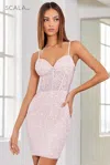 Scala 60306 Sequin Homecoming Short Cocktail Dress In Pink