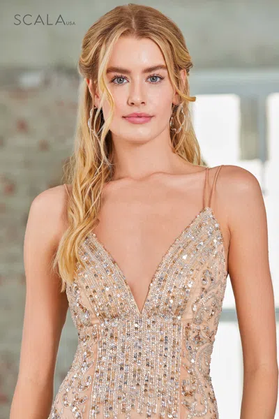 Scala 60325 Beaded Sequin Homecoming Short Dress In Animal Print