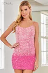 Scala 60328 Short Beaded Ombre Homecoming Dress In Multi