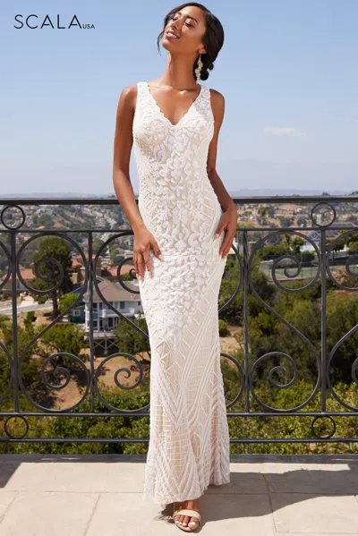 Scala 60361 Bridal Gown Long Fitted Wedding Dress In Animal Print