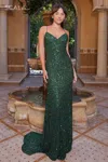 Scala 61341 Fitted Long Prom Sequins Gown In Green