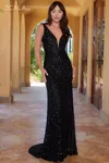 Scala 61342 Fitted Long Prom Dress In Black