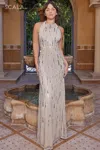 Scala 61368 Fitted Prom Sequin Formal Long Dress In Neutral
