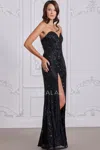 Scala 80116 Long Fitted Formal Beaded Prom Evening Dress In Black