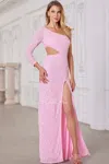 Scala 80153 Fitted Slit Sequin Prom Long Formal Evening Dress In Pink