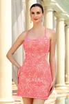 Scala 80223 Fitted Homecoming Sequin Cocktail Beaded Dress In Pink