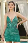 Scala 80238 Fitted Short Cocktail Homecoming Mini Dress In Green