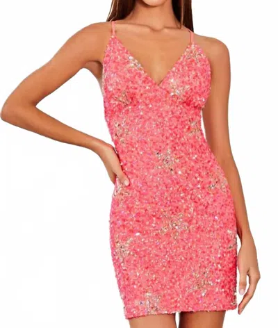Scala Criss-cross Back Mini Dress In Coral In Pink