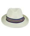 Scala Men's Bu Toyo Fedora Ribbon Hat In White