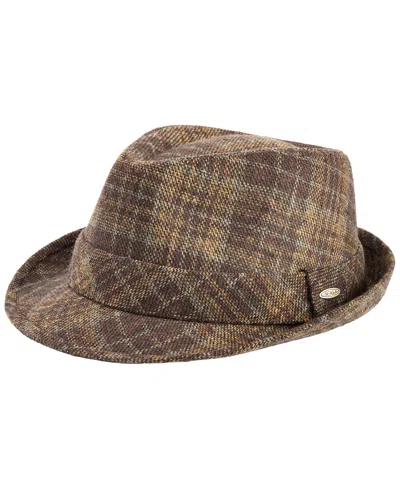 Scala Men's Plaid Snap-brim Fedora Hat In Brown