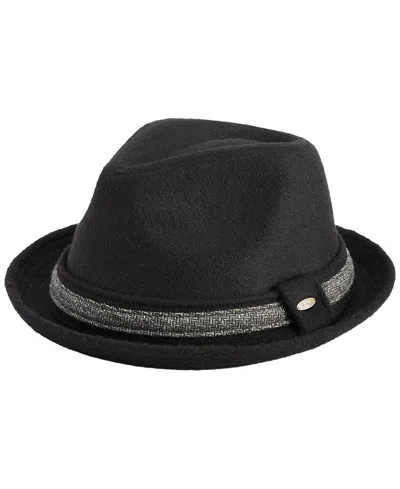 Scala Men's Solid Heather Wool-blend Snap-brim Herringbone Fedora In Black