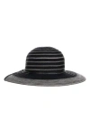 Scala Ribbon Straw Floppy Hat In Black