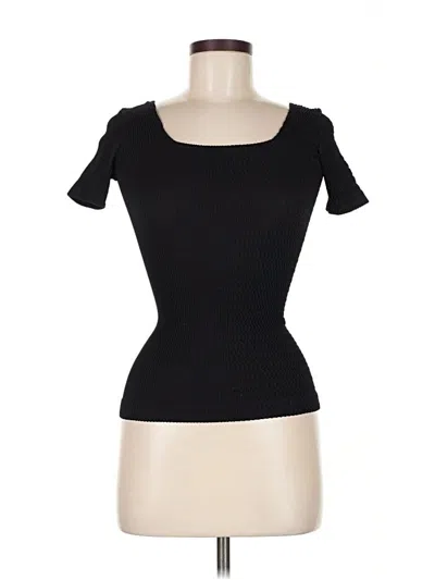 Pre-owned Scala Short Sleeve Top Black Sweetheart Neckline Tops