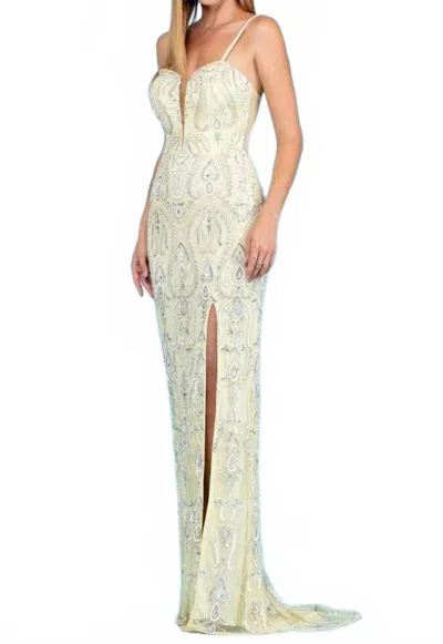 Scala Women's Gown In Banana/silver In Neutral