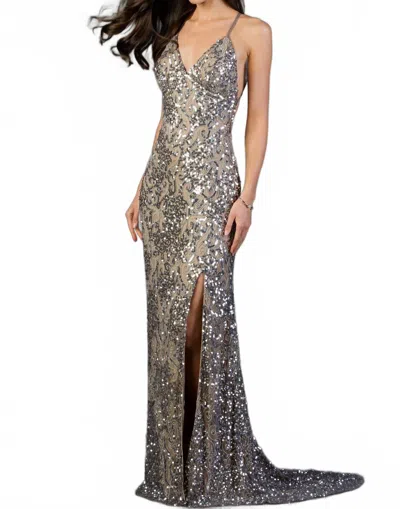 Scala Women's Gown In Lead Silver In Multi