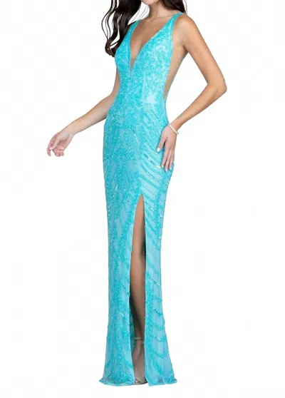 Scala Women's Gown In Turquoise In Blue