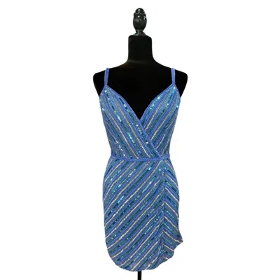 Scala Women's Mini V Neck Dress In Periwinkle In Blue